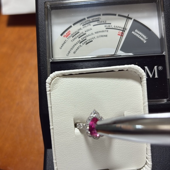 Pear Cut 1.25 tcw Genuine Pink Sapphire & Diamond Ring Sterling Silver Size 7 - Picture 14 of 15